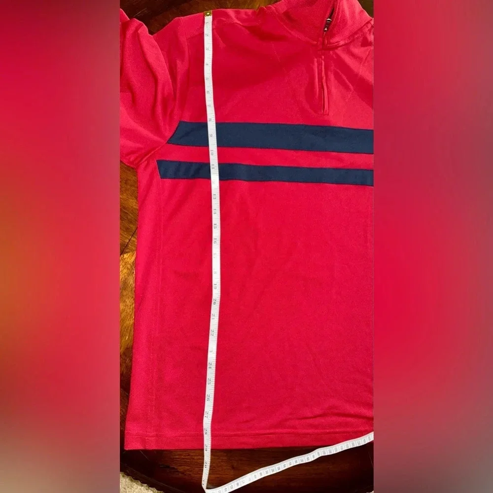 IZOD Men's 1/4 Zip Sweater Performance Wicking UPF-15 Pull Over Red Navy XL - Picture 6 of 7